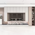 Elegant Modern TV Wall Design With Marble Panel And Floating Shelves 3d model