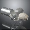 Modular Space Station Model With Metallic Docking Components And Cosmic Structure