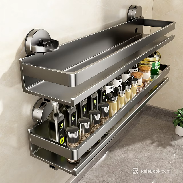 Wall Mounted Bathroom Cabinet Shelf with Stainless Steel and Multiple Tiers for Organizing Toiletries Containers 3d model 