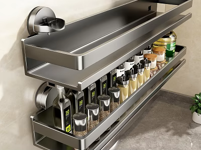 Wall Mounted Bathroom Cabinet Shelf with Stainless Steel and Multiple Tiers for Organizing Toiletries Containers 3d model