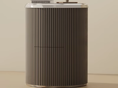 Modern Minimalist Dark Brown Side Table With Vertical Stripes And Silver Top Design 3d model
