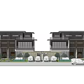 Modern Twin Villa Exterior With Contemporary Architecture Garden And Parking