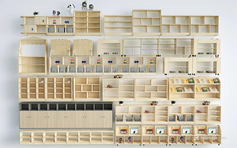 Various Stylish Decorative Cabinets With Open Shelves And Storage Spaces For Home Decor 3d model 