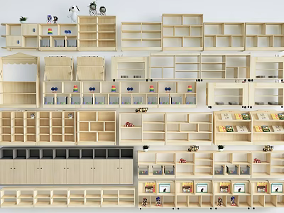 Various Stylish Decorative Cabinets With Open Shelves And Storage Spaces For Home Decor 3d model