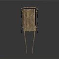 Vintage Wooden Hand Cart With Two Spoked Wheels And Open Wooden Body