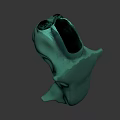 3D Rendered Green Ghost Character With Large Eyes And Open Mouth