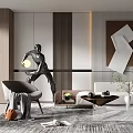 Modern sofa coffee table combination 3d model
