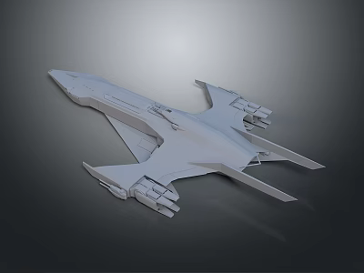 Sleek White Futuristic Spaceship Model With 3D Rendered Wings And Engines 3d model