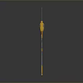 Long Handle Weapon With Yellow Grip Blue Metallic Shaft And Shiny Decorative Surface