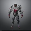 Fantasy Warrior Character With Intricate Silver Red Armor And Muscular Build