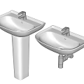 White Pedestal Washbasin With Modern Design And Chrome Faucet For Bathroom Space