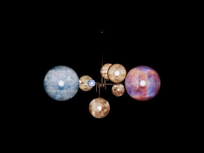 Artistic Modern Pendant Light Fixture With Multiple Colored Spherical Glass Balls 3d model