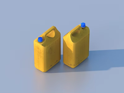 Yellow Plastic Containers With Blue Lids Essential Household Items For Storage 3d model