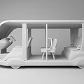 Toyota Autonomous Vehicle With Modern Black And White Exterior Transparent Windows And Interior Seats