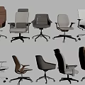 Modern Office Chairs With Various Styles And Multiple Colors For Workspace 3d model
