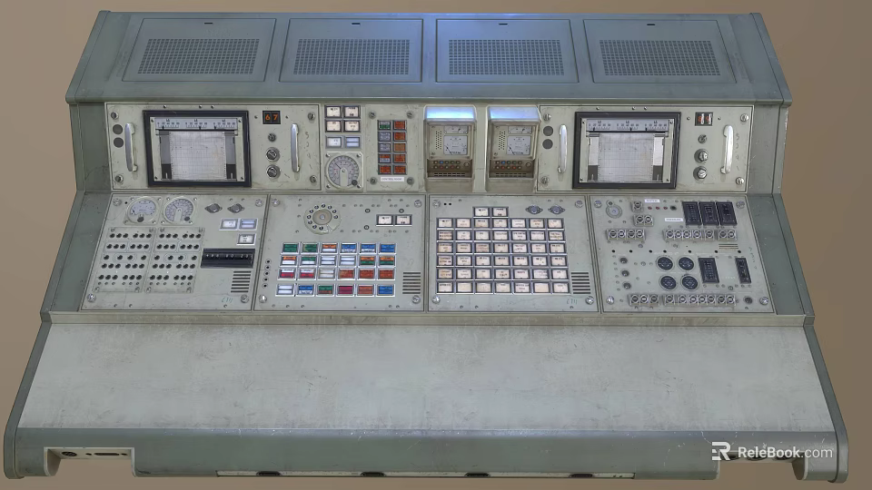 Modern Mall Store Control Panel With Meters Buttons And Display Screens 3d model