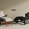 Poliform Modern Lounge Chairs With Light Gray Fabric Wooden Frame And Black Metal Design