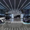 Modern Car Dealership Showroom Interior with Displayed Cars Sleek Lighting and Polished Floor