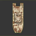 Camouflage Military Patrol Boat With Upper Superstructure Deck Antenna And Equipment