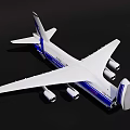 Large Transport Airplane Model With Blue White Livery And Detailed Features