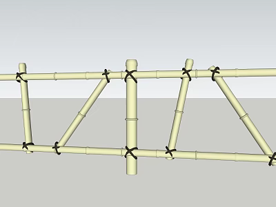 Bamboo Fence With Pillars Cross Bars And Black Straps Design 3d model