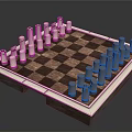 Elegant Chessboard With Checkerboard Surface And Silver Gold Pieces On Metallic Frame