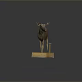 Lifelike Moose Taxidermy Mount On Wooden Display Base With Naturalistic Features