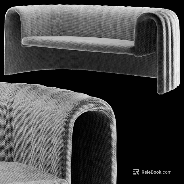 Modern Two Seater Sofa Design With Elegant Curved Armrests And Plush Upholstery 3d model 
