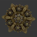Elegant Decorative Ornament Set With Gold Dark Floral Petals And Intricate Design