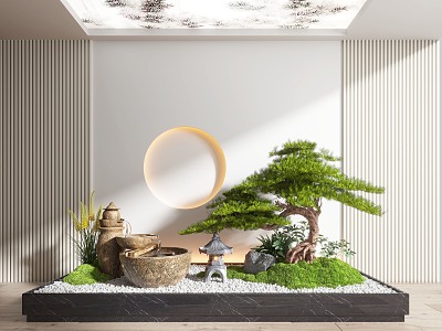 New Chinese Style Indoor Landscape Landscaping Landscape Setches Indoor Landscape Indoor Landscape Bryophytes Plant Pile model