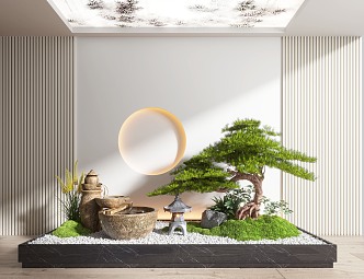 New Chinese Style Indoor Landscape Landscaping Landscape Setches Indoor Landscape Indoor Landscape Bryophytes Plant Pile 3d model