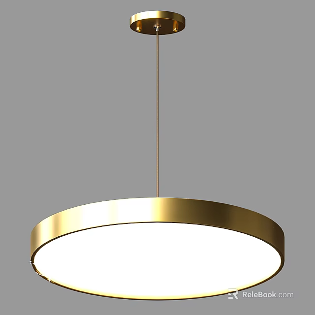 Elegant Modern Gold Round Pendant Light With White Shade For Interior Design 3d model 