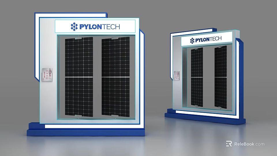 Modern Display Shelves for PYLONTECH Solar Panels With Glass Front And LED Lighting 3d model 