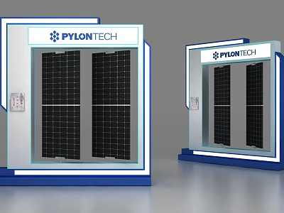 Modern Display Shelves for PYLONTECH Solar Panels With Glass Front And LED Lighting 3d model