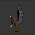 A Purple Eagle With Spread Wings Yellow Beak And Claws Standing Against Dark Background
