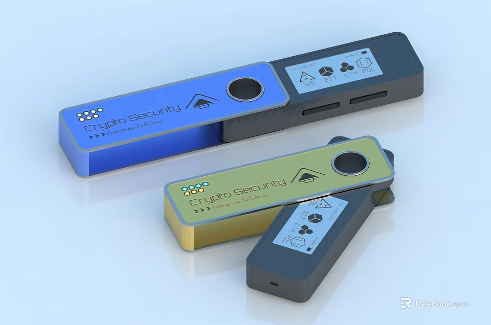 Studio Security Digital USB Device With Blue Gold Gray Color And Secure Storage 3d model