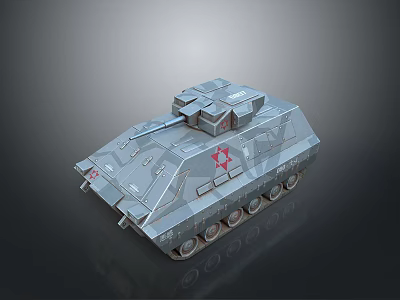 Gray Armored Military Tank Featuring Turret Tower And Heavy Track System Design 3d model