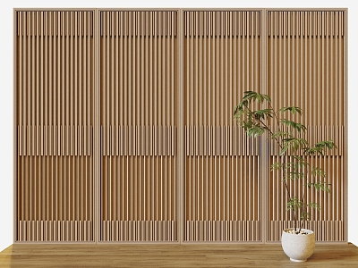 New Chinese Screen Background Wall Panel Green Plant Potted Plant 3d model