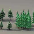 Various Sizes of Green Arbor Trees with Brown Trunks and Lush Foliage