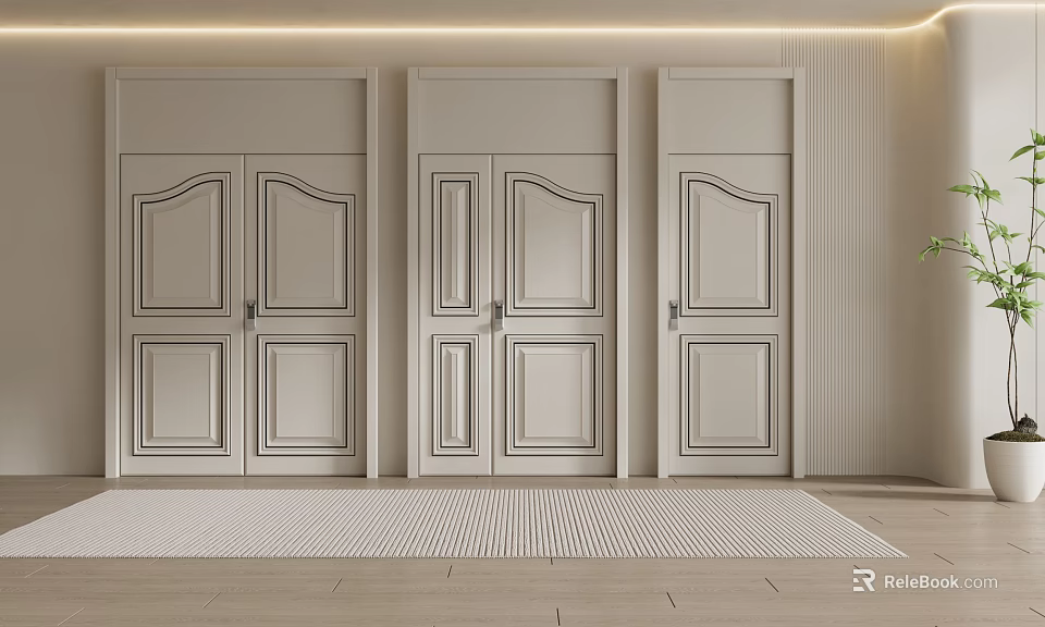 Modern Hinged Doors With Classic Paneled Design For Stylish Interior Spaces 3d model