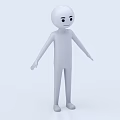 3D Cartoon Man in Standing Pose with Neutral Facial Expression Against Light Blue Background