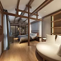 Modern Hallway Interior Design With Staircase Concrete Walls Wooden Door Lighting