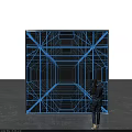 Person Standing Before Blue Geometric Line Pattern With Infinite Tunnel Illusion 3d model