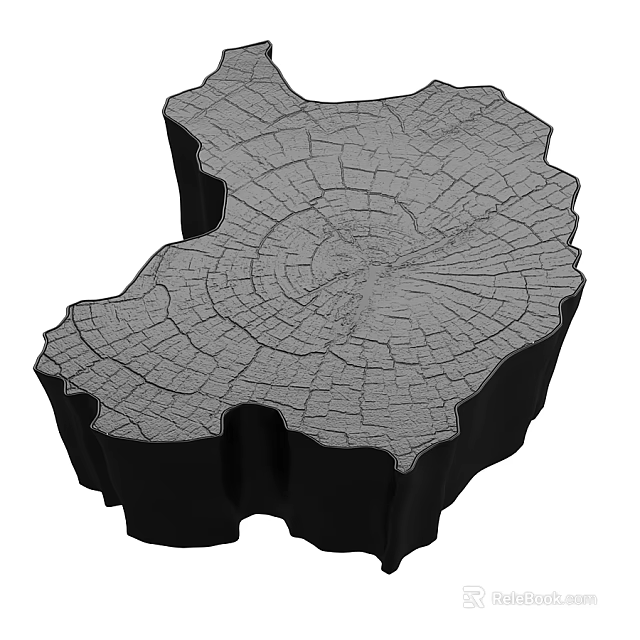 Natural Tree Stump Coffee Table With Distinct Growth Ring Texture And Organic Shape 3d model 