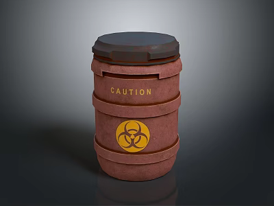 Biohazard Caution Barrel With Organ And Hair Waste For Safe Disposal 3d model