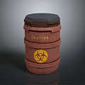Biohazard Caution Barrel With Organ And Hair Waste For Safe Disposal