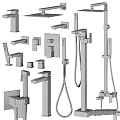 Various Modern Black Bathroom And Kitchen Faucet Fixtures With Shower Components