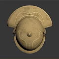 Ancient Golden Helmet Historical Protective Weapon Design With Metallic Surface And Central Crest