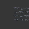Multiple Golden Helicopter Silhouettes with Various Models on Black Background 3d model