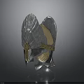 Shiny Medieval Winged Helmet Armor with Silver Gold Decorative Design and Smooth Finish